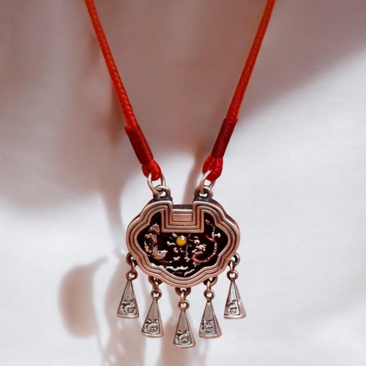 999 Pure Silver Charm Blessing Lock Pet Collar Cat and Dog Handmade Woven