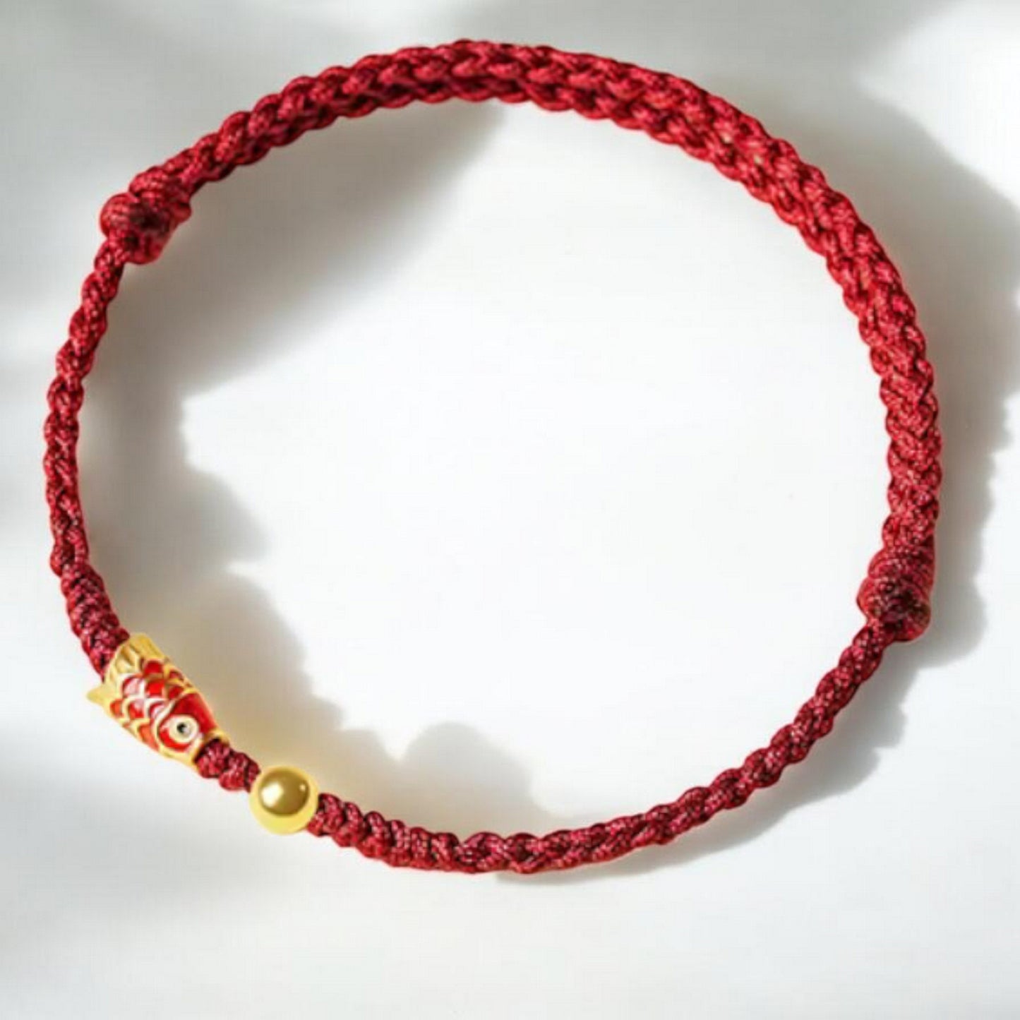 S925 Sterling Silver Koi Lucky Fish Charm Red Rope Bracelet