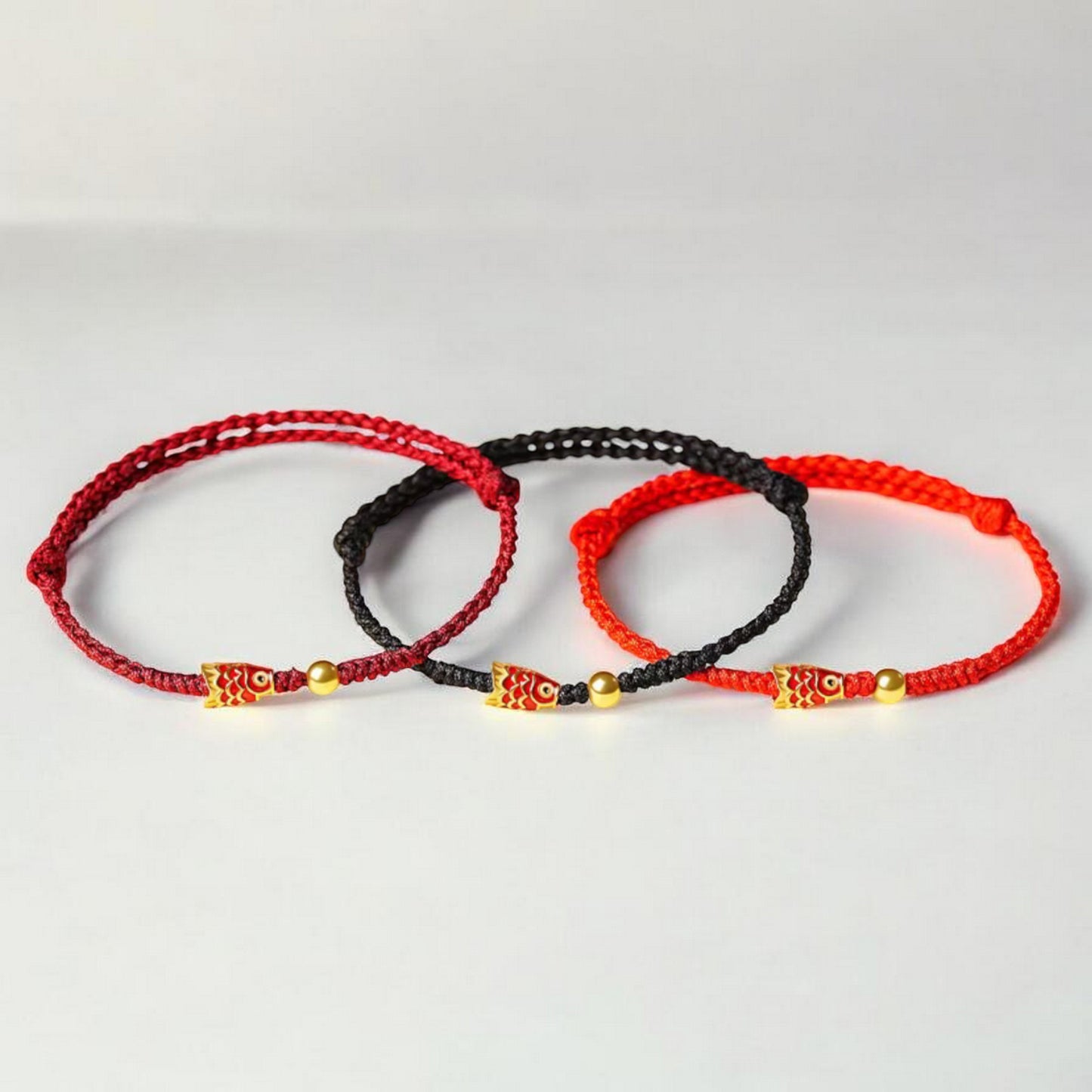 S925 Sterling Silver Koi Lucky Fish Charm Red Rope Bracelet