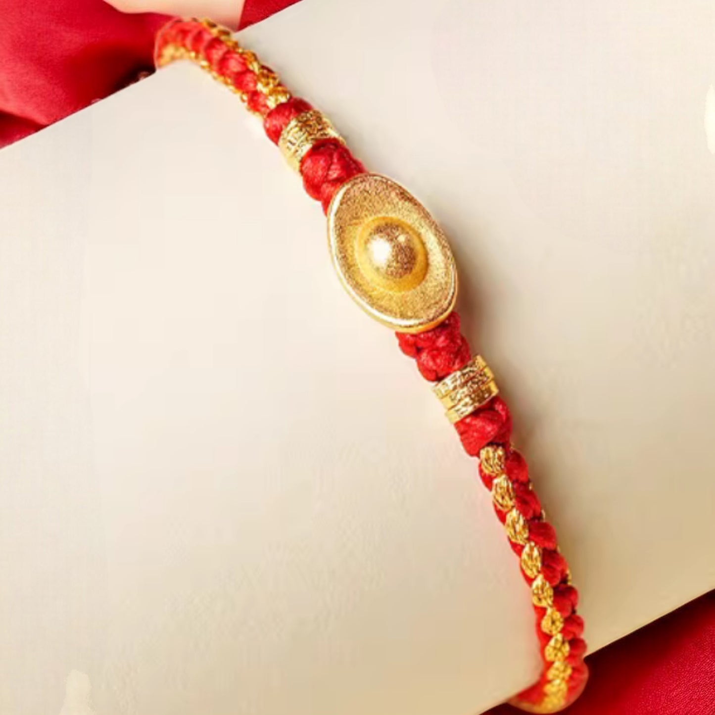 S925 Sterling Silver Yuanbao Ingot Charm Red Rope Bracelet