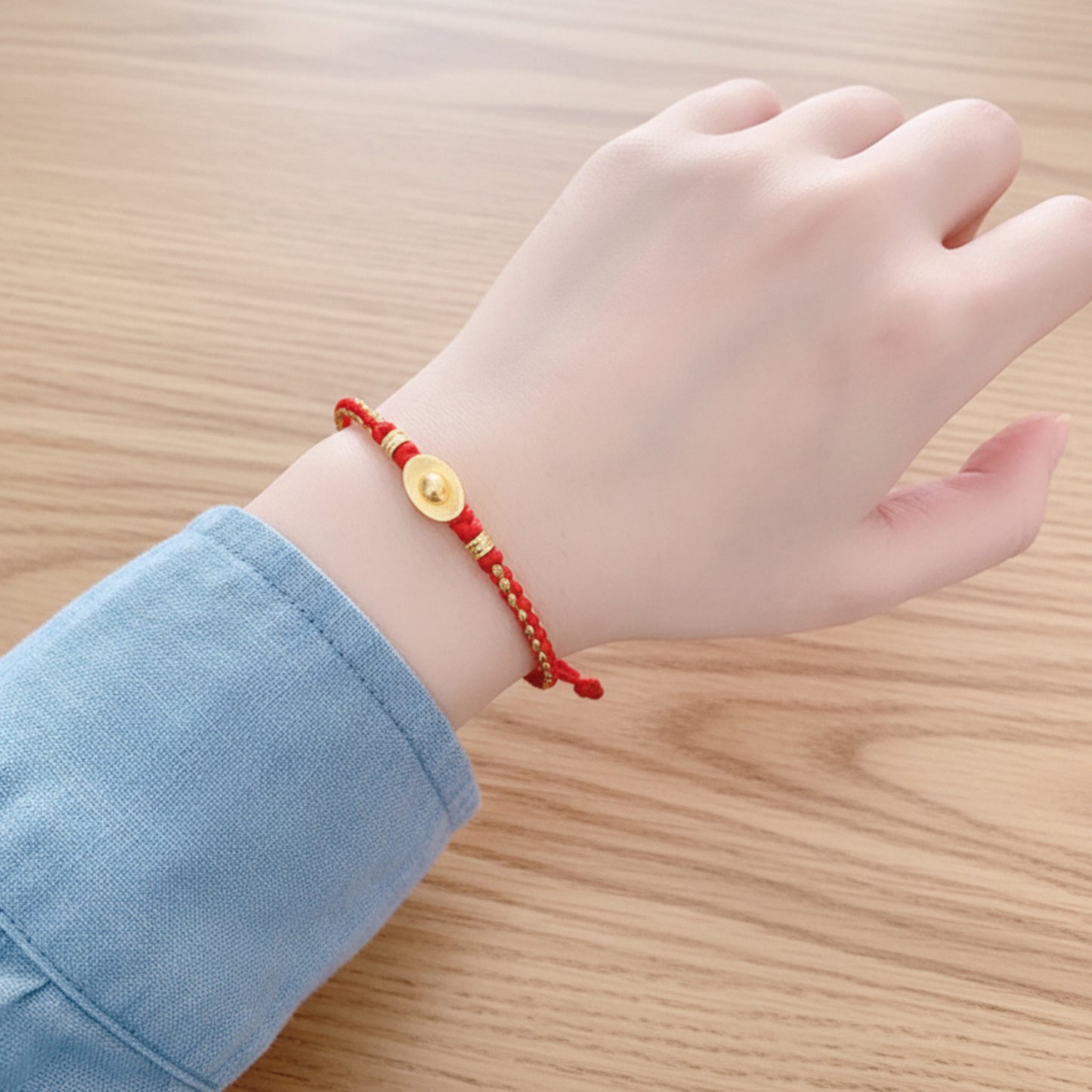 S925 Sterling Silver Yuanbao Ingot Charm Red Rope Bracelet