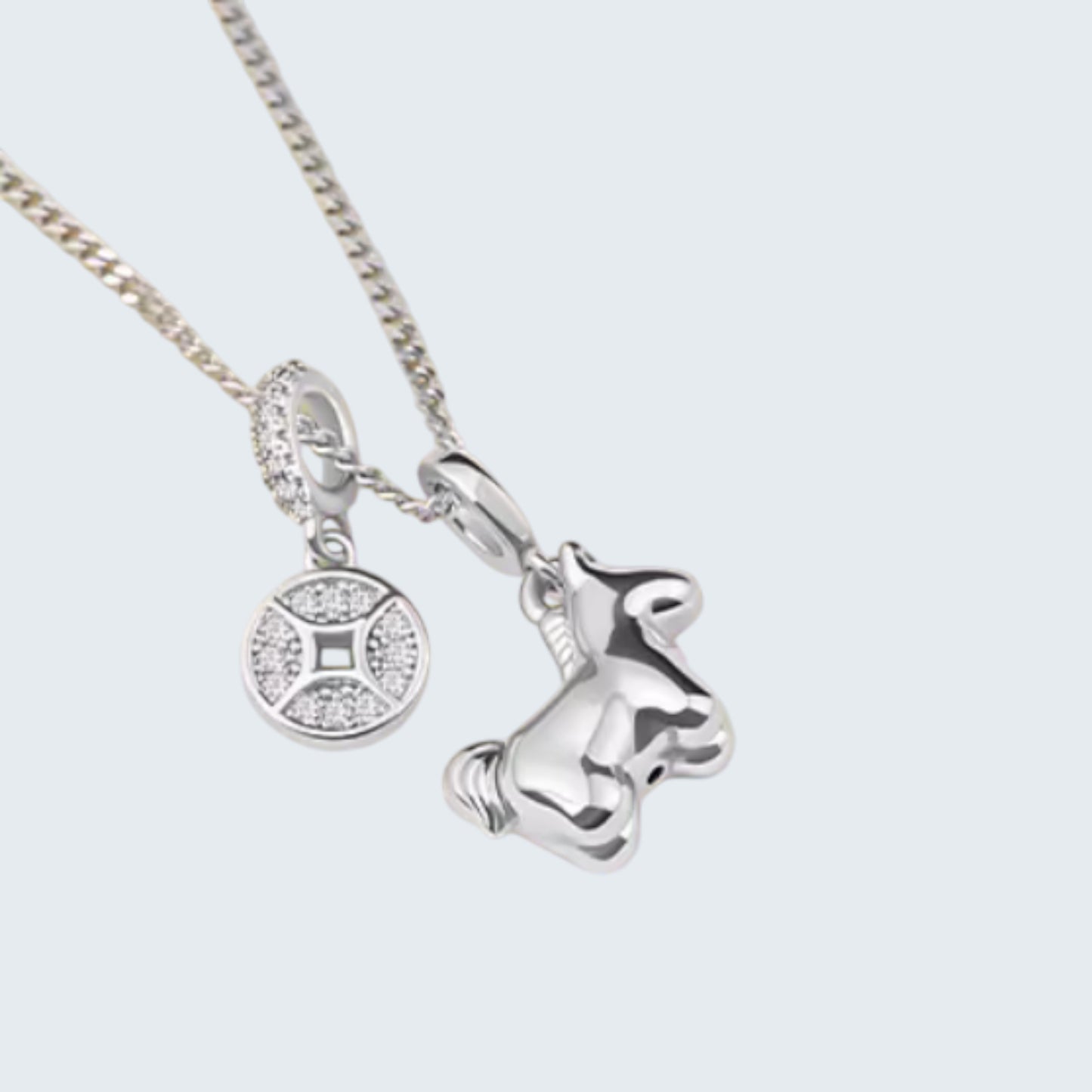 S925 Sterling Silver Bring Wealth Zodiac Year of the Horse Charm Necklace