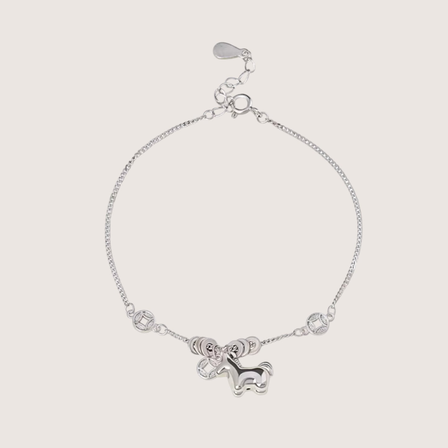S925 Sterling Silver Zodiac Year of Horse Charm Bracelet
