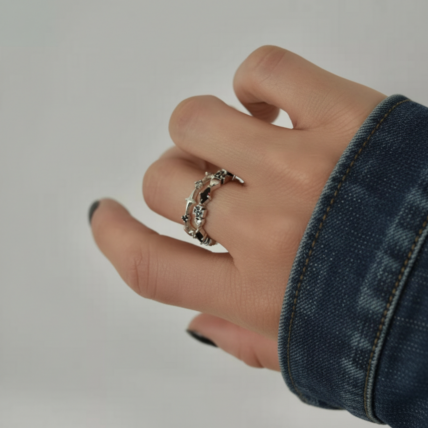S925 Sterling Silver Infinite Loop Planet Starburst Element Ring