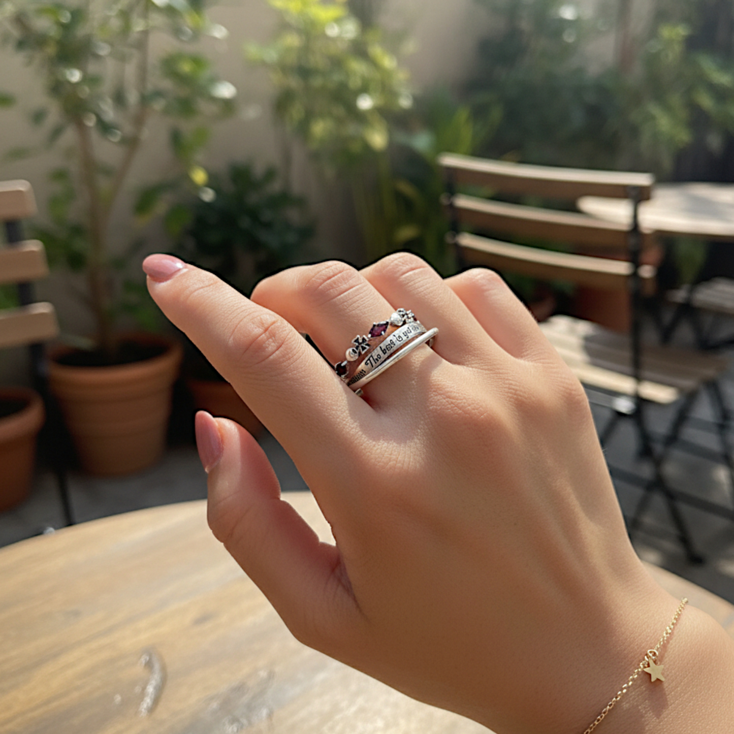 S925 Sterling Silver Infinite Loop Planet Starburst Element Ring