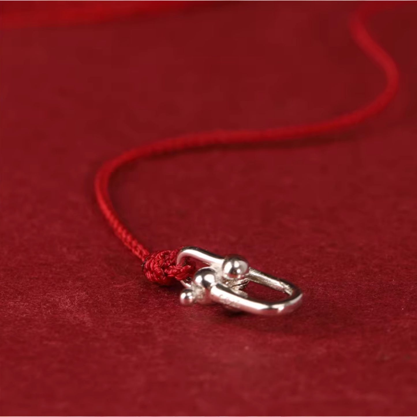 S925 Sterling Silver Horseshoe Buckle Woven Fine Hand Braided Rope Bracelet Anklet