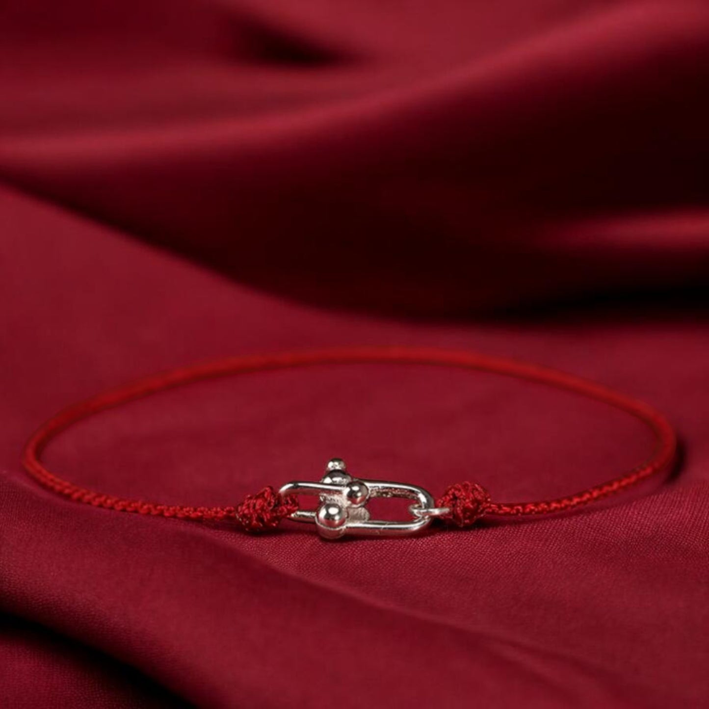 S925 Sterling Silver Horseshoe Buckle Woven Fine Hand Braided Rope Bracelet Anklet