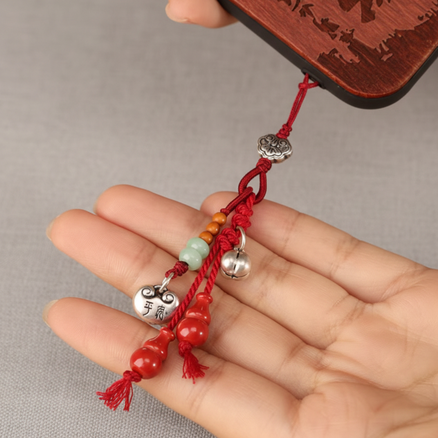 999 Real Silver Horse Gourd Charm Pendant, Hand Braided Key chain Charm