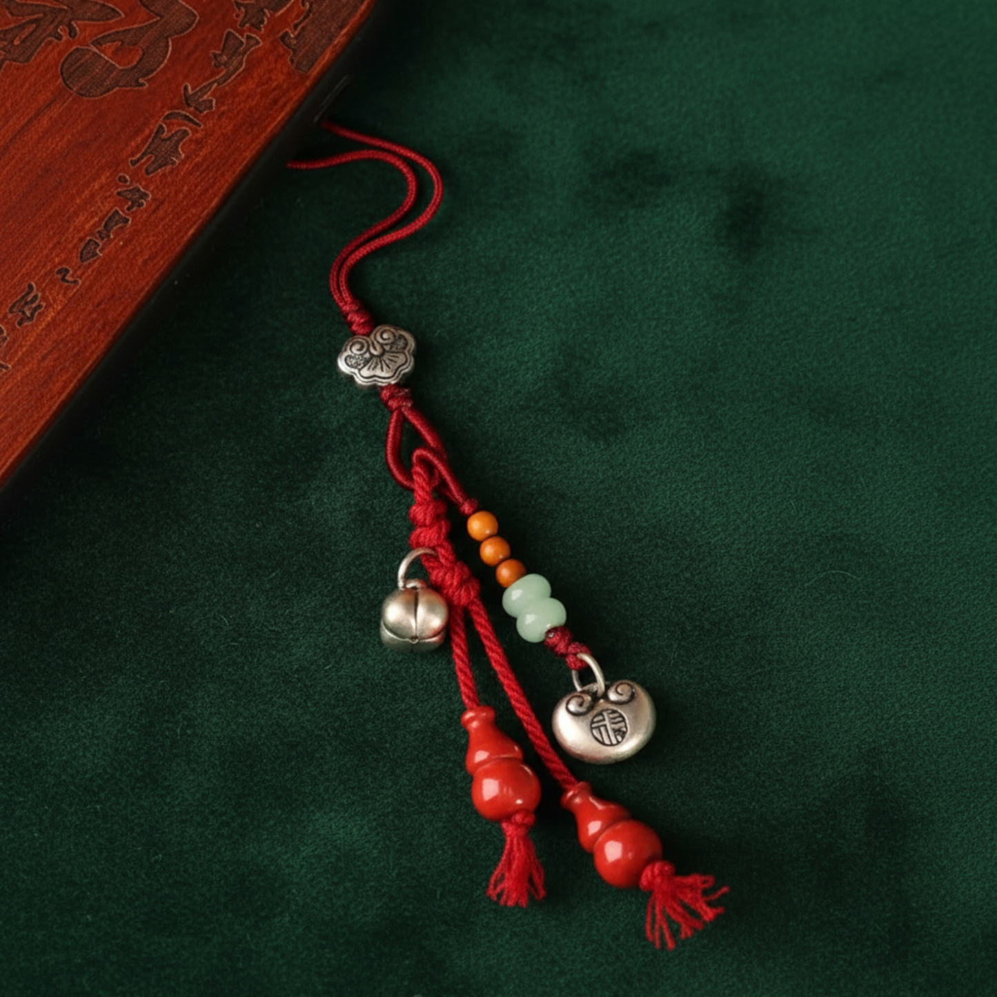 999 Real Silver Horse Gourd Charm Pendant, Hand Braided Key chain Charm