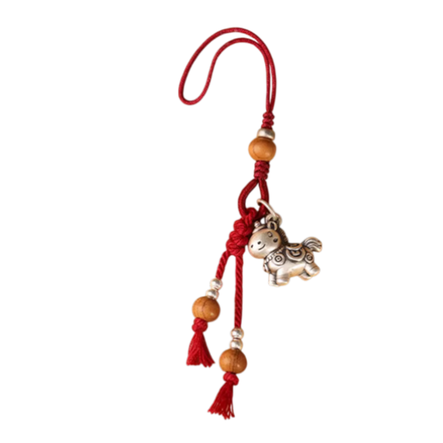 999 Real Silver Horse Gourd Charm Pendant, Hand Braided Key chain Charm