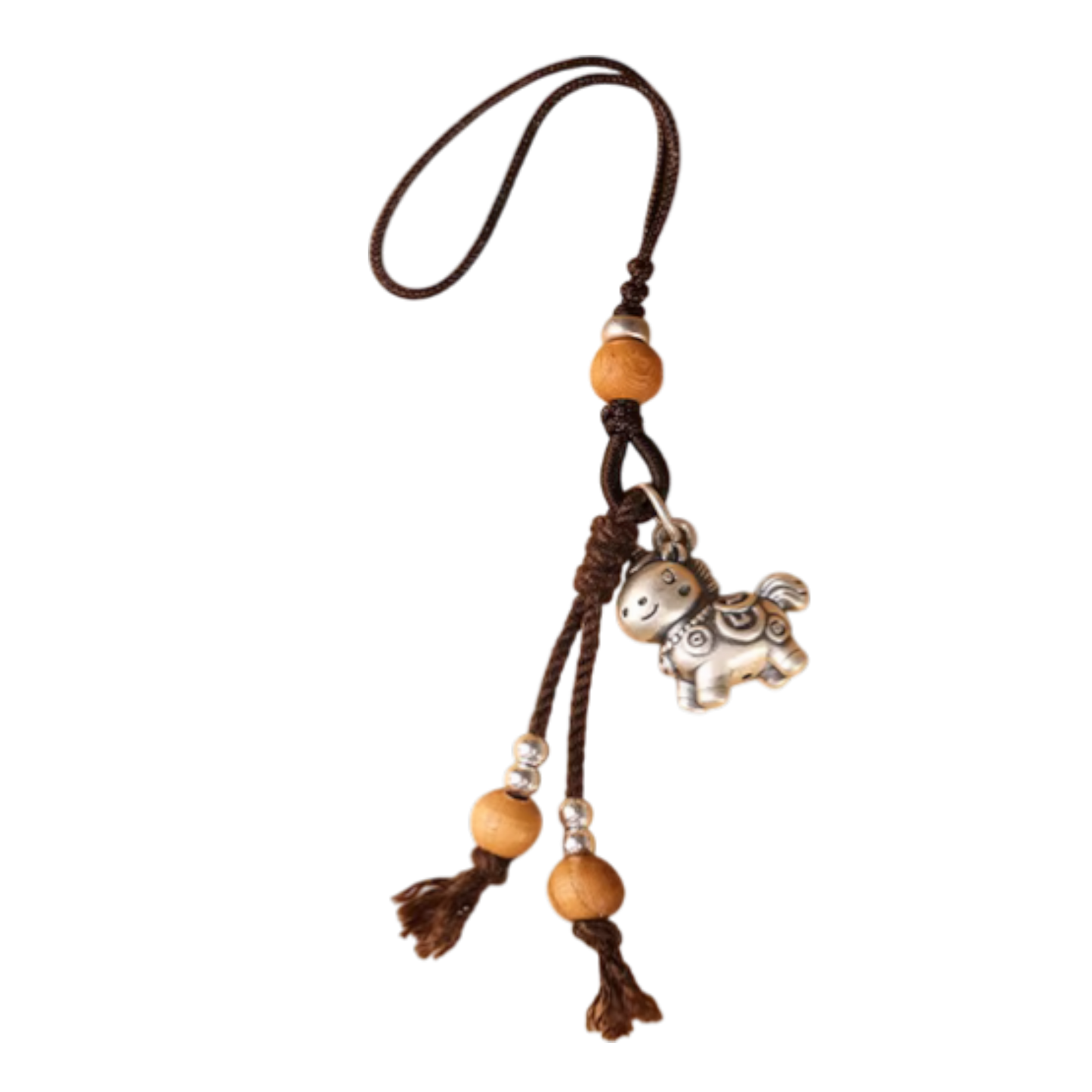 999 Real Silver Horse Gourd Charm Pendant, Hand Braided Key chain Charm