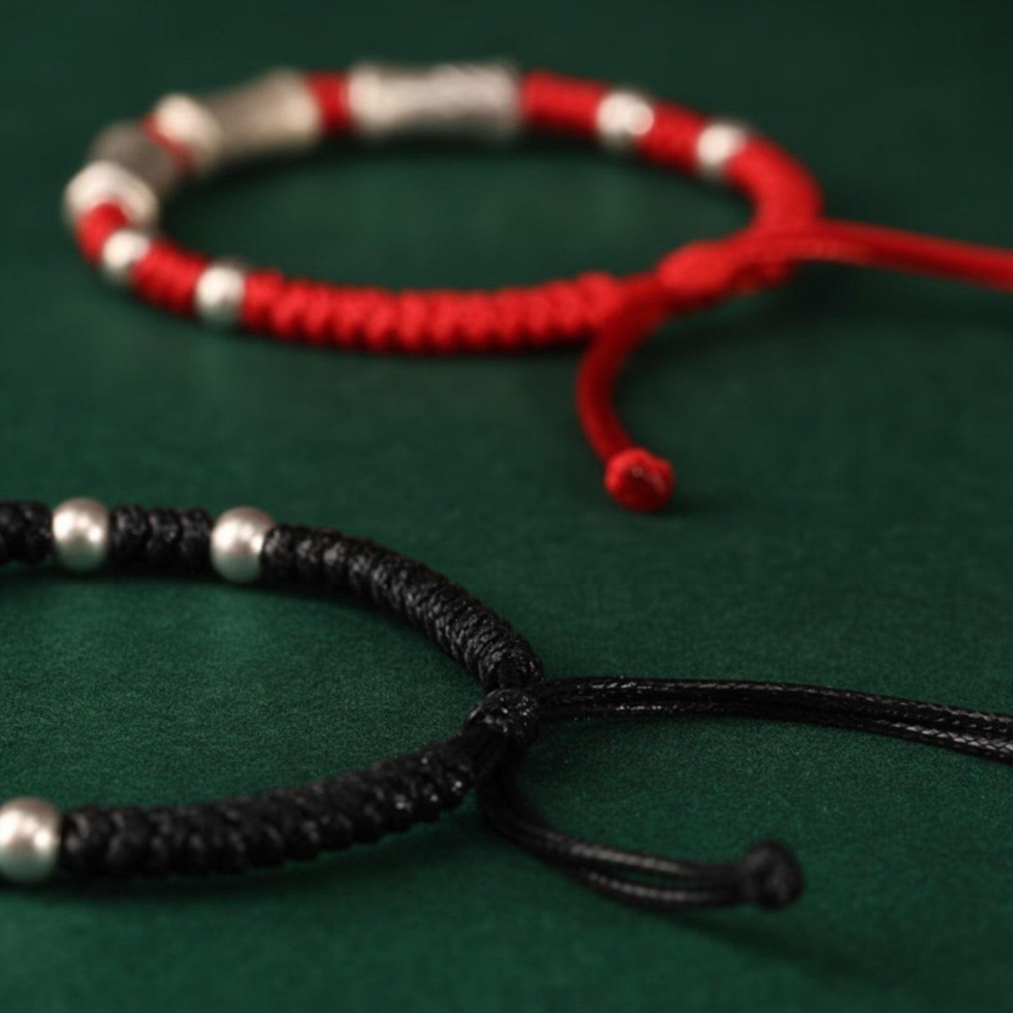 999 Pure Silver Hand Braided Bamboo Knot Rope Adjustable Men Women Bracelet