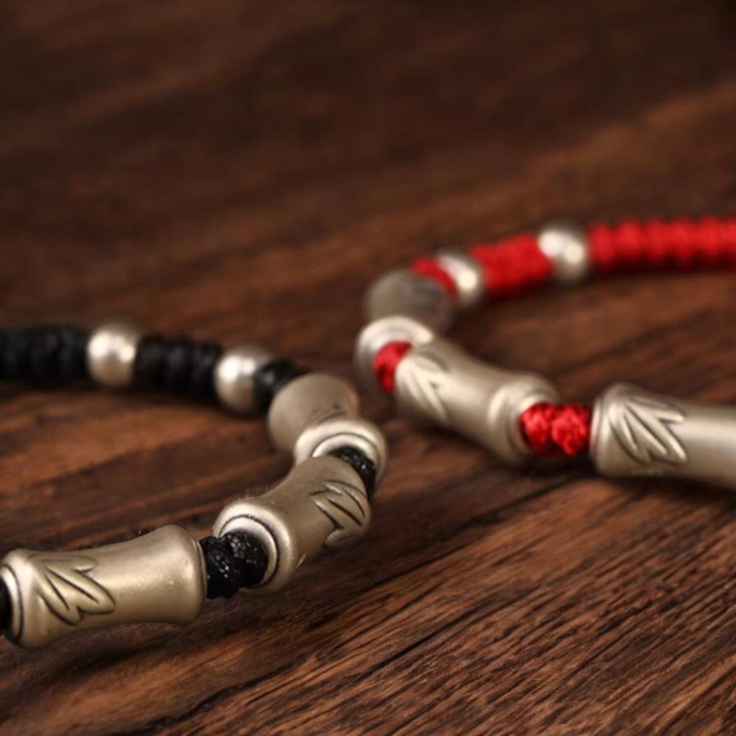 999 Pure Silver Hand Braided Bamboo Knot Rope Adjustable Men Women Bracelet