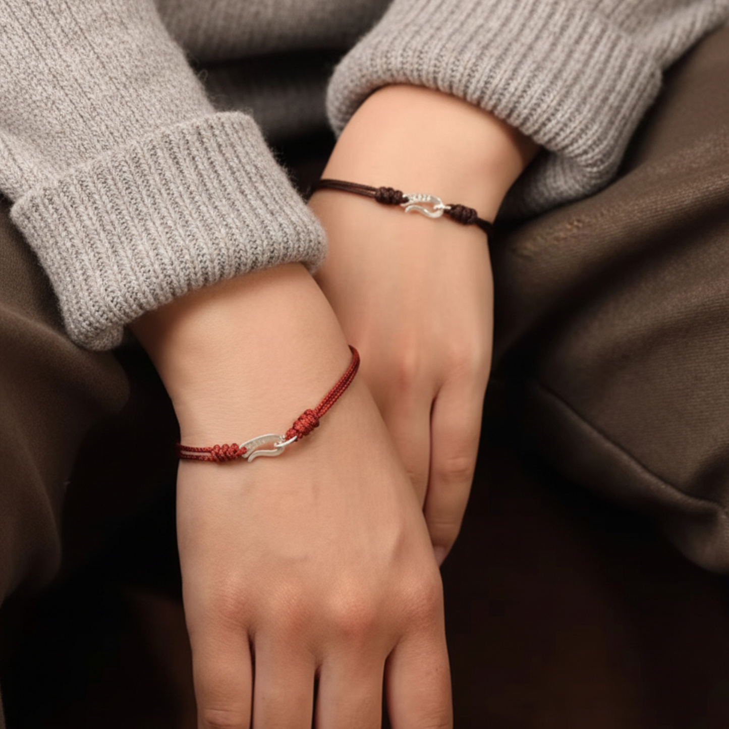 S925 Sterling Silver Hook Hand Braided Woven Rope Adjustable Men Women Couple Bracelet