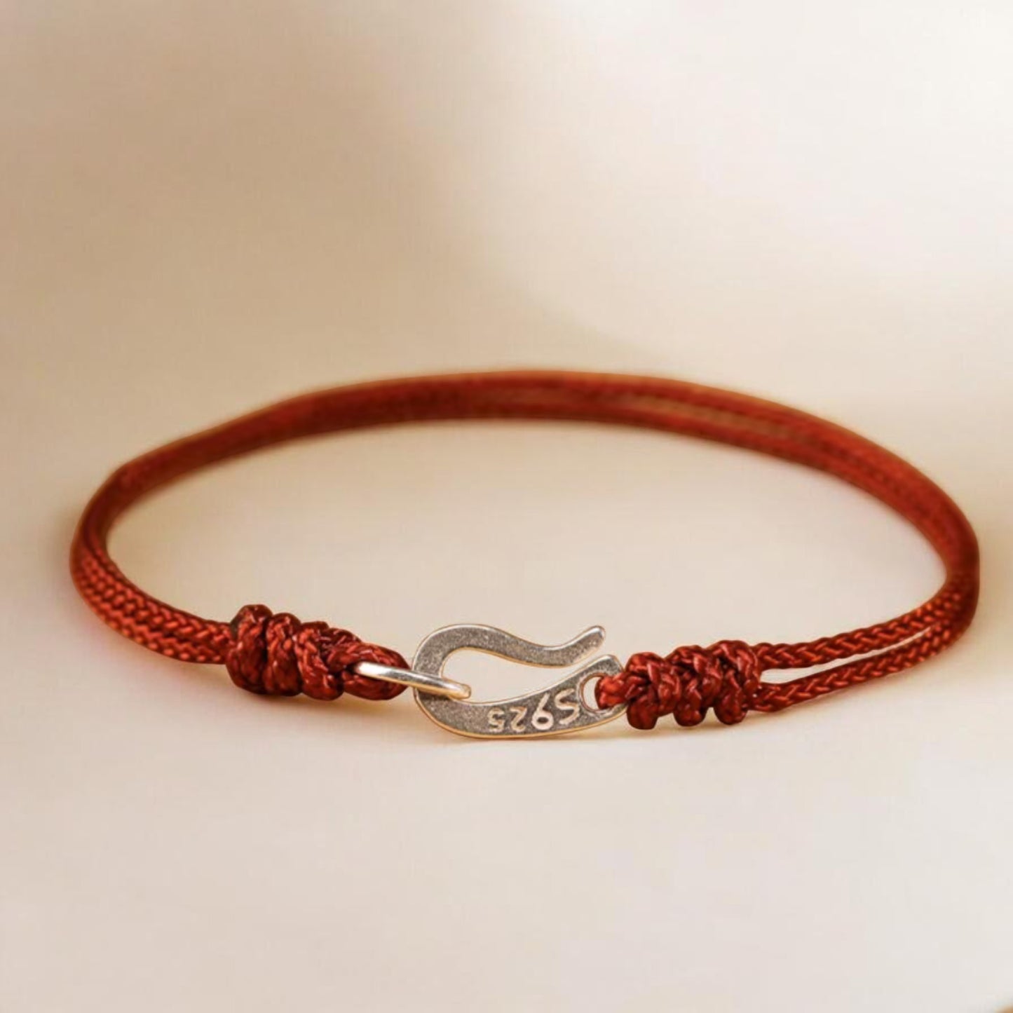 S925 Sterling Silver Hook Hand Braided Woven Rope Adjustable Men Women Couple Bracelet