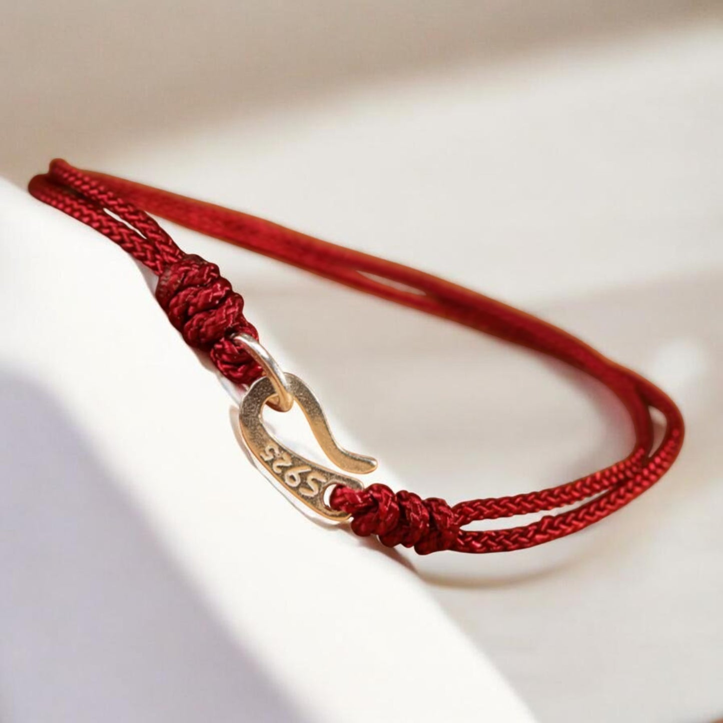 S925 Sterling Silver Hook Hand Braided Woven Rope Adjustable Men Women Couple Bracelet