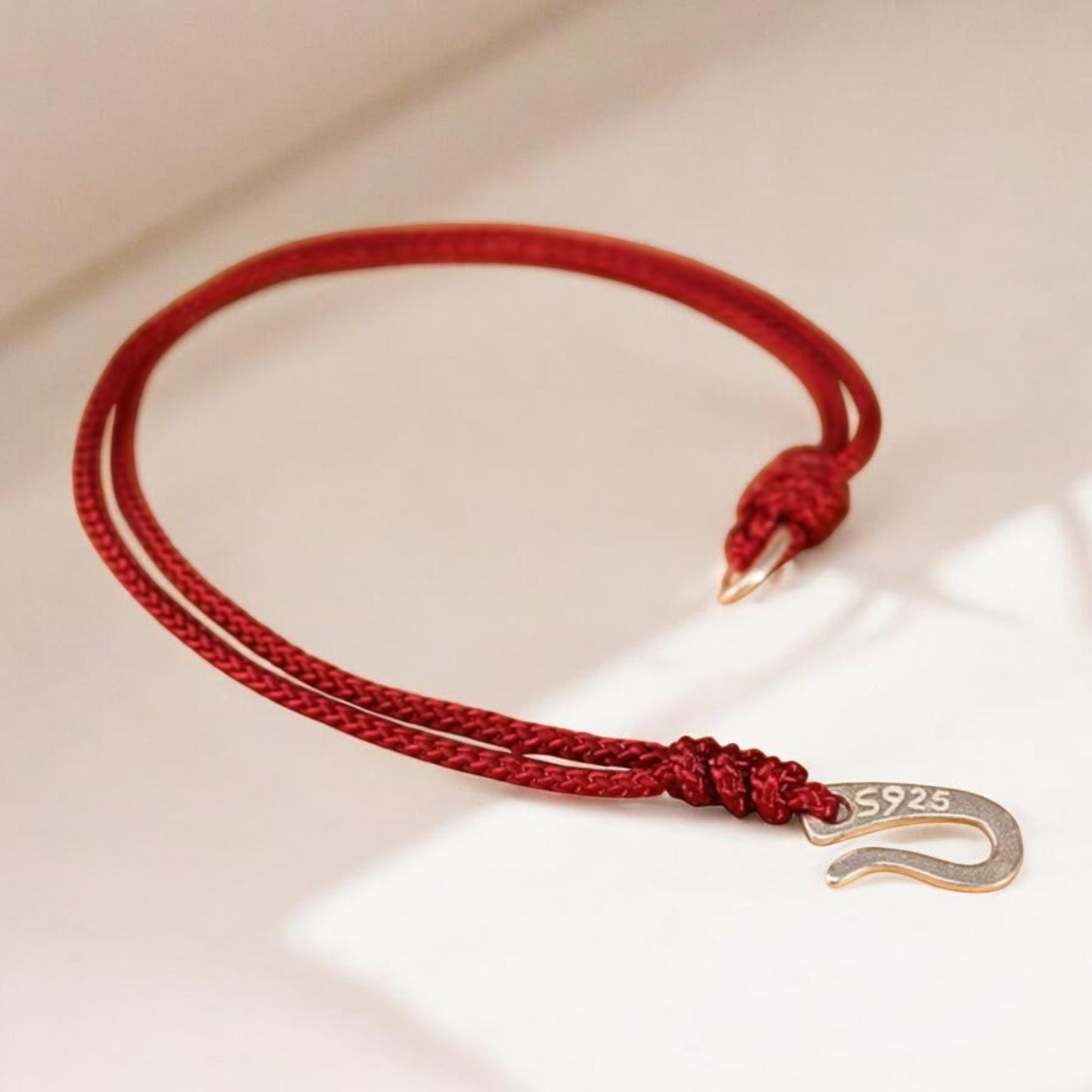 S925 Sterling Silver Hook Hand Braided Woven Rope Adjustable Men Women Couple Bracelet