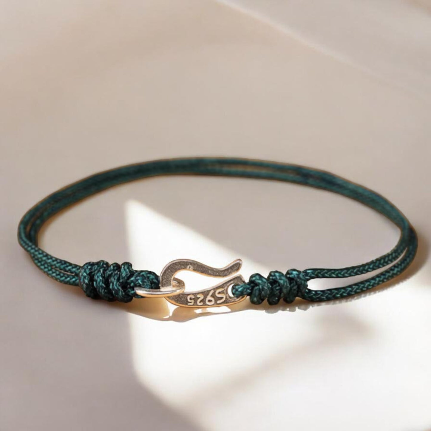 S925 Sterling Silver Hook Hand Braided Woven Rope Adjustable Men Women Couple Bracelet