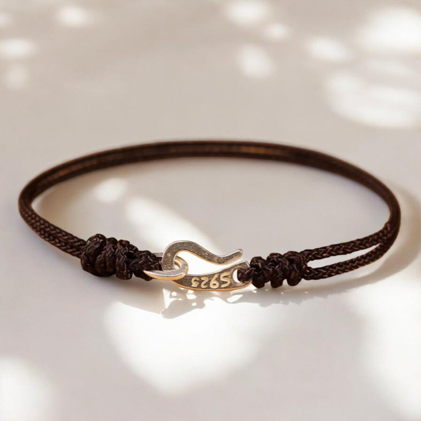 S925 Sterling Silver Hook Hand Braided Woven Rope Adjustable Men Women Couple Bracelet
