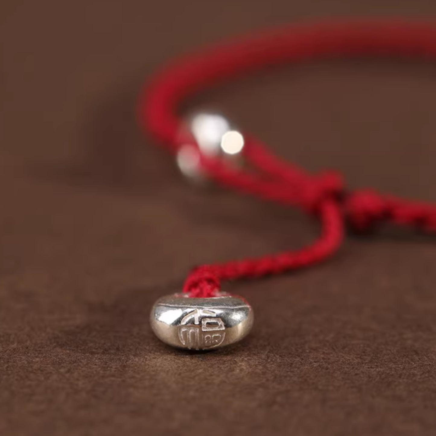 S925 Sterling Silver Beads Fu Blessing Charm Woven Fine Hand Braided Rope Bracelet