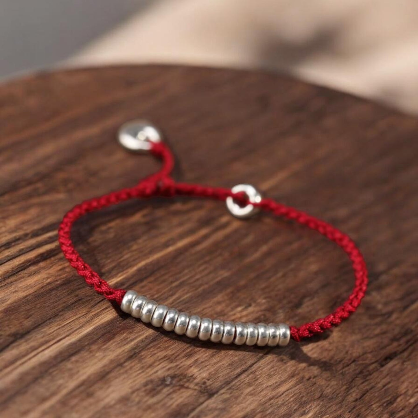 S925 Sterling Silver Beads Fu Blessing Charm Woven Fine Hand Braided Rope Bracelet