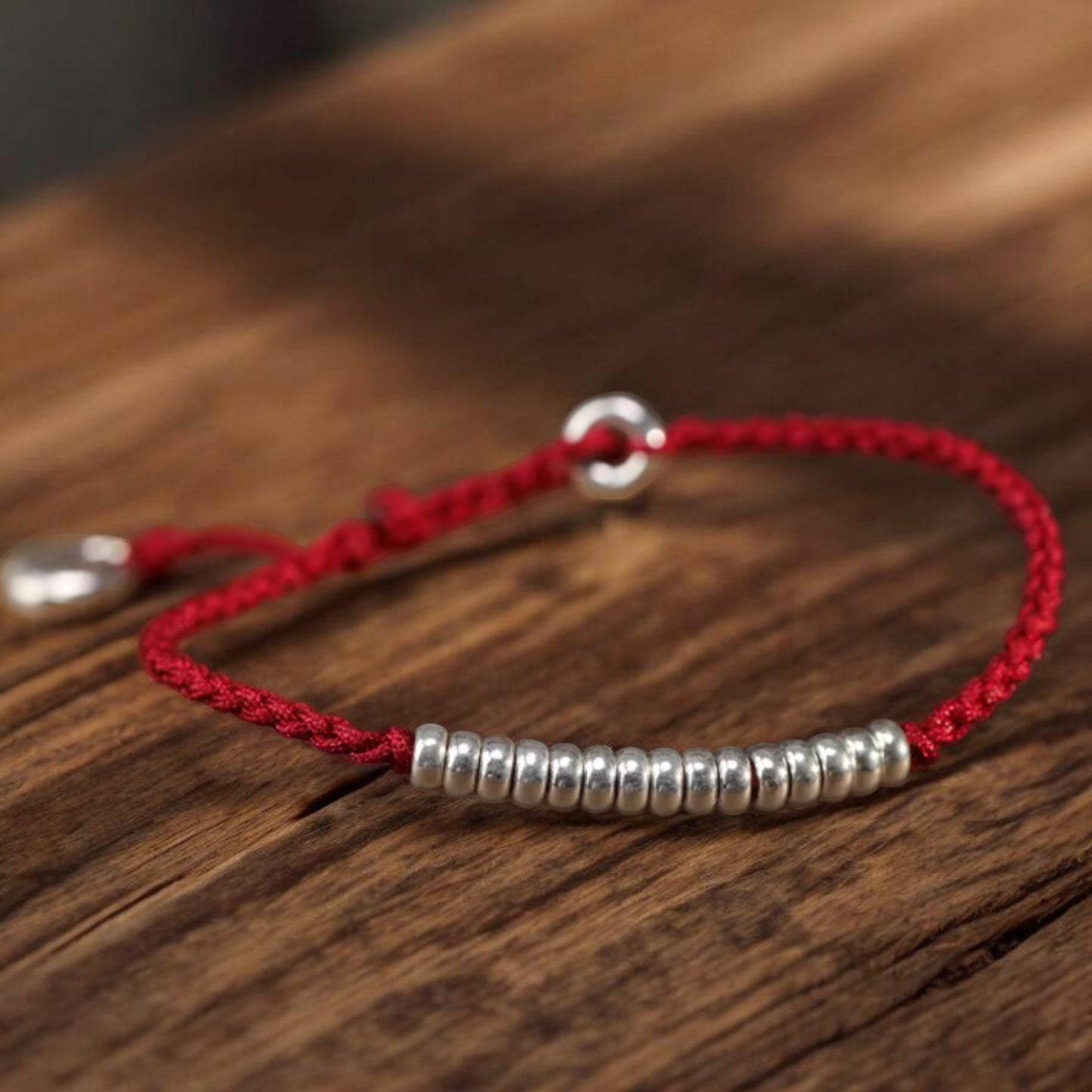S925 Sterling Silver Beads Fu Blessing Charm Woven Fine Hand Braided Rope Bracelet