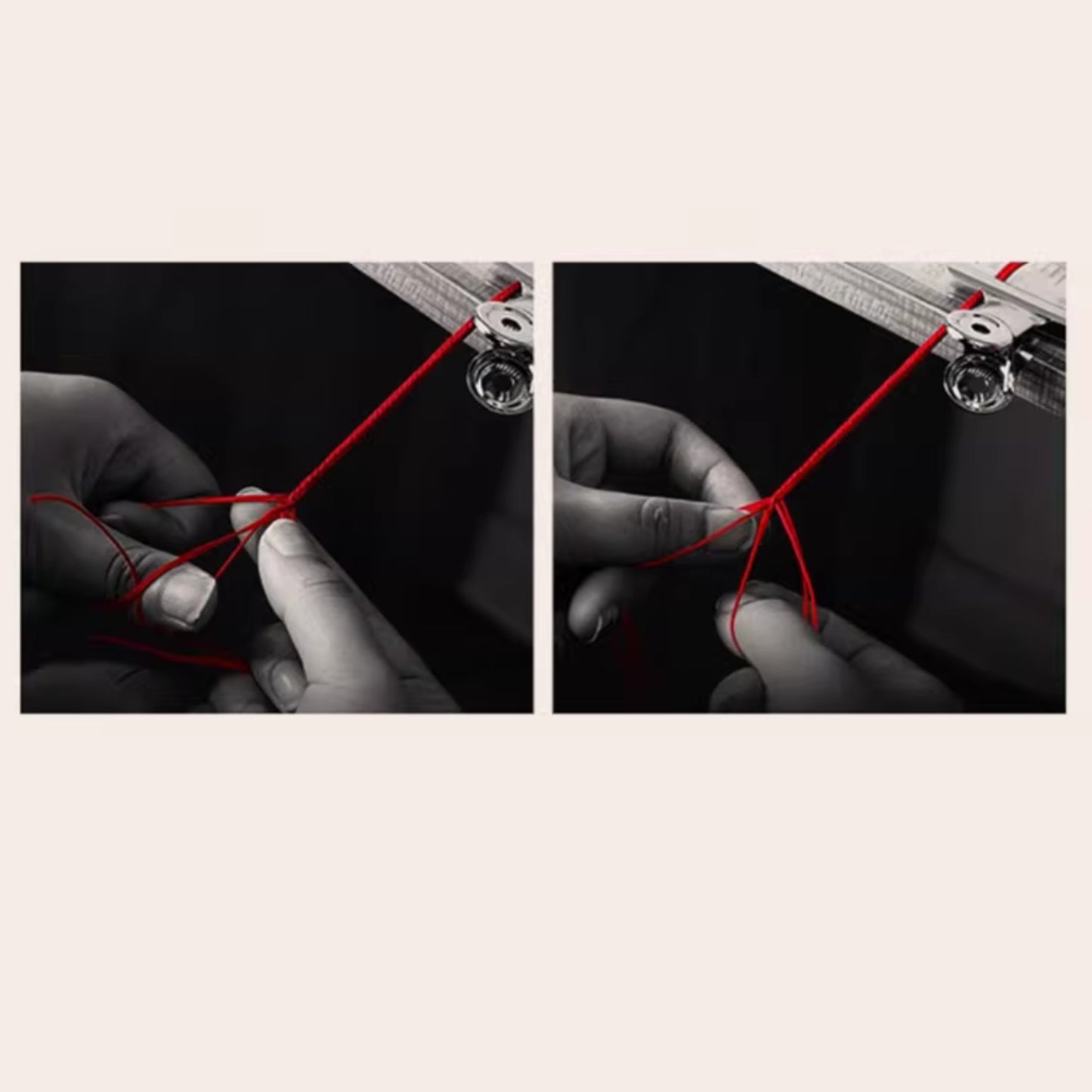999 Real Silver Bell Bow Charm Woven Red Rope Necklace