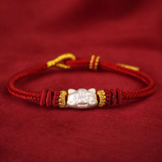 999 Pure Silver Chinese Zodiac Year of Horse Pendant Charm Bracelet