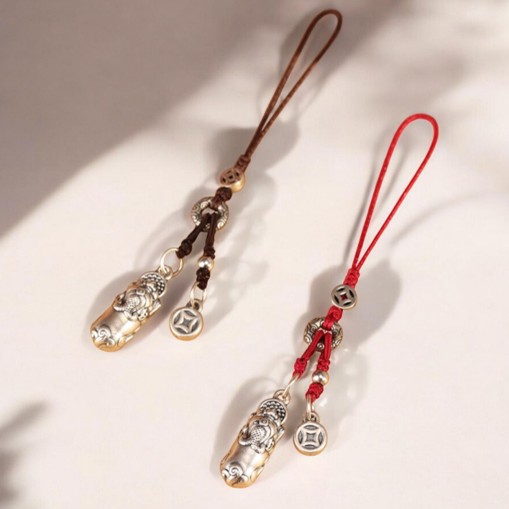 999 Pure Silver Pixiu Mythical Chinese Creature Wealth Charm Pendant KeyChain