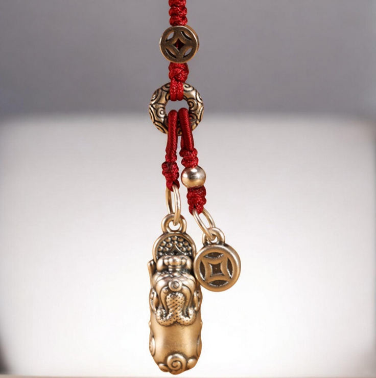 999 Pure Silver Pixiu Mythical Chinese Creature Wealth Charm Pendant KeyChain