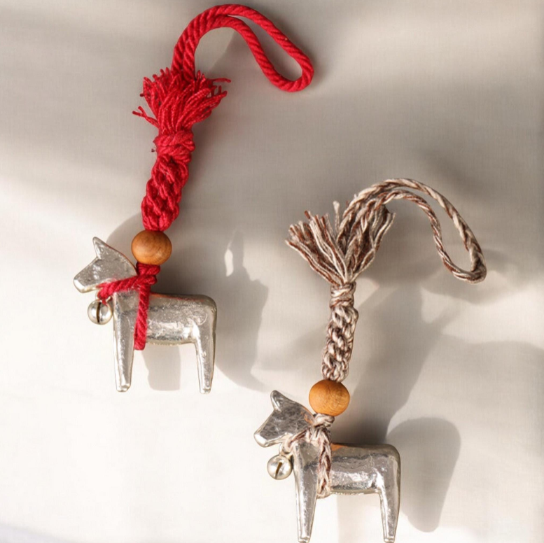 999 Pure Solid Silver Horse Charm Pendant, Hand Braided Rope Keychain