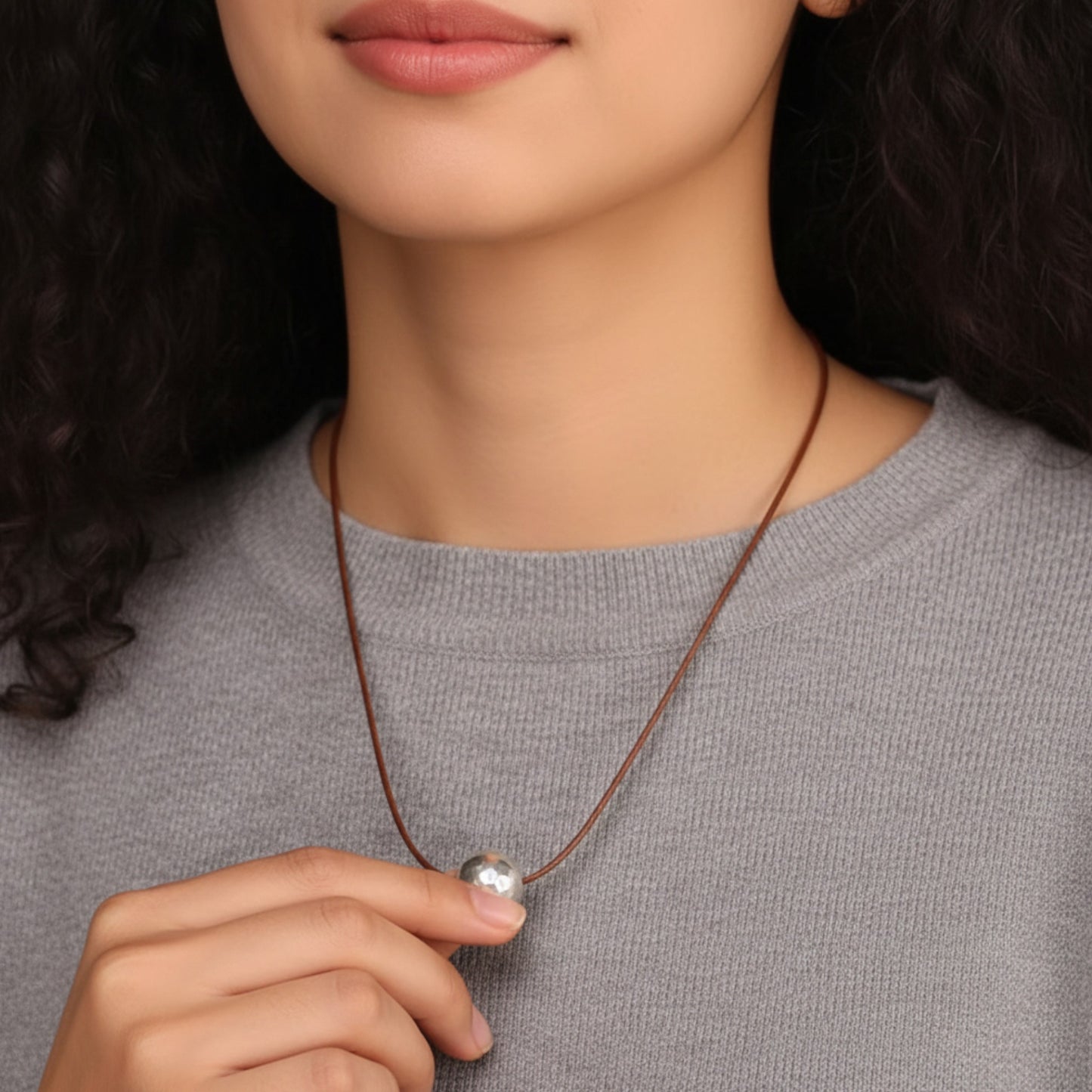 S925 Sterling Silver Minimal Minimalist Style Bead Rope Necklace