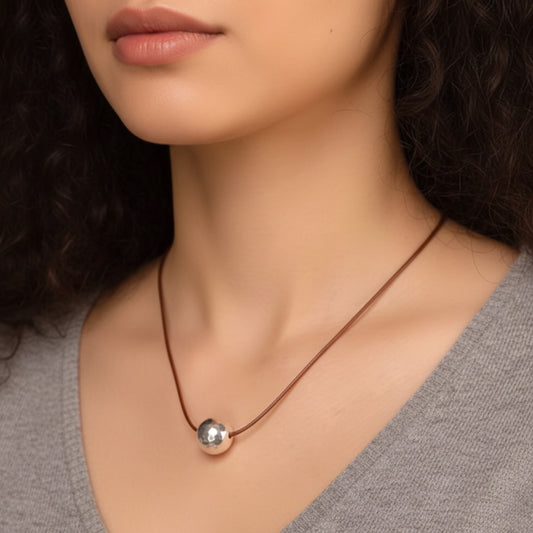 S925 Sterling Silver Minimal Minimalist Style Bead Rope Necklace