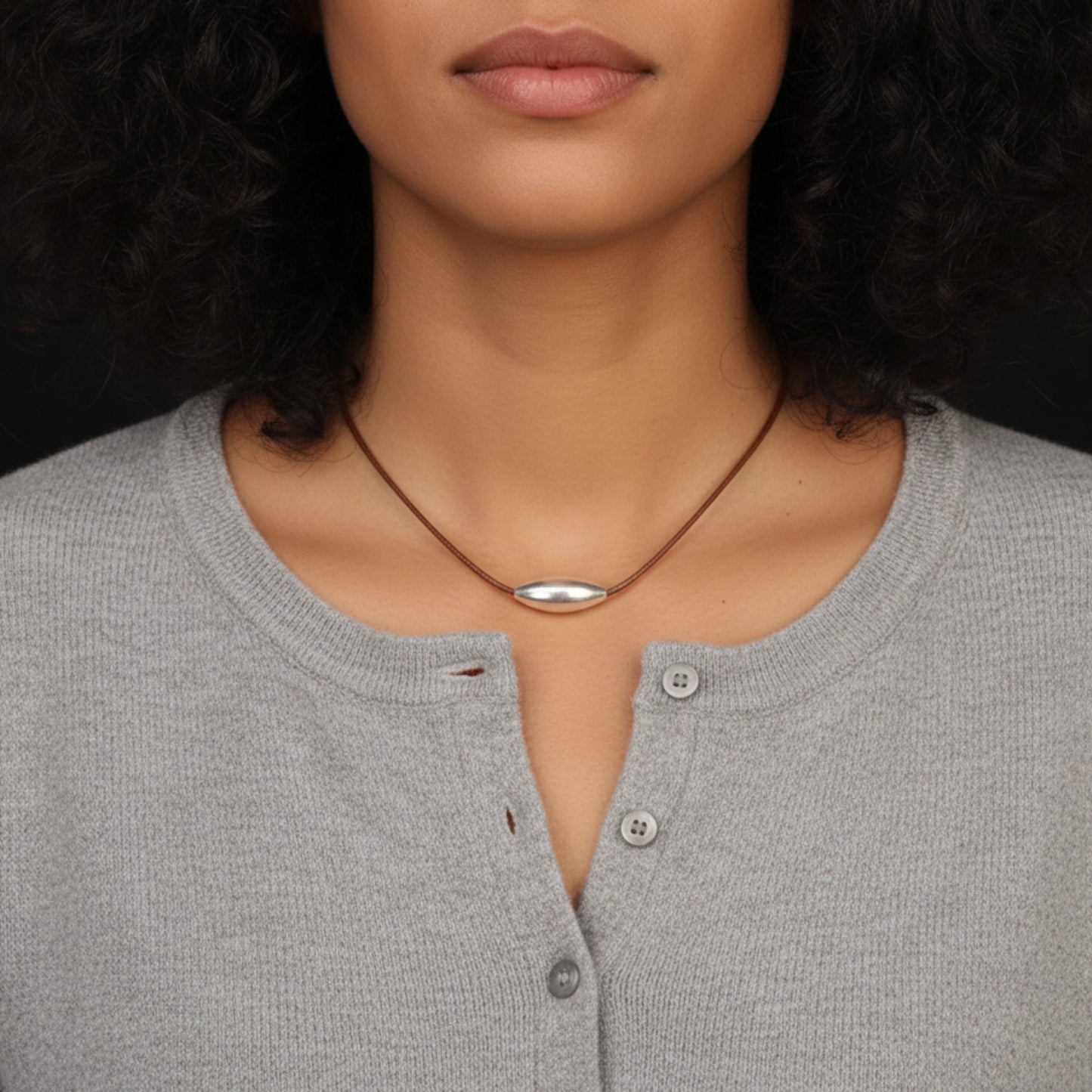 S925 Sterling Silver Minimal Minimalist Style Bead Rope Necklace Men and Women
