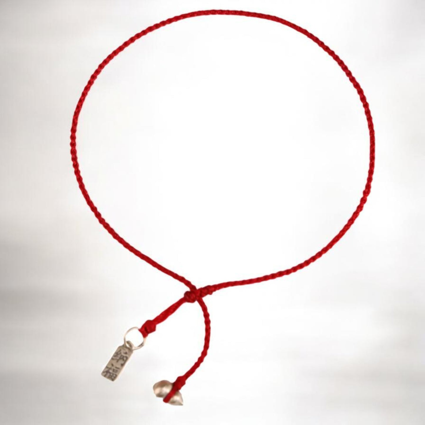 S925 Sterling Silver Lucky Gourd Charm Thin Minimal Braided Cord Adjustable Anklet