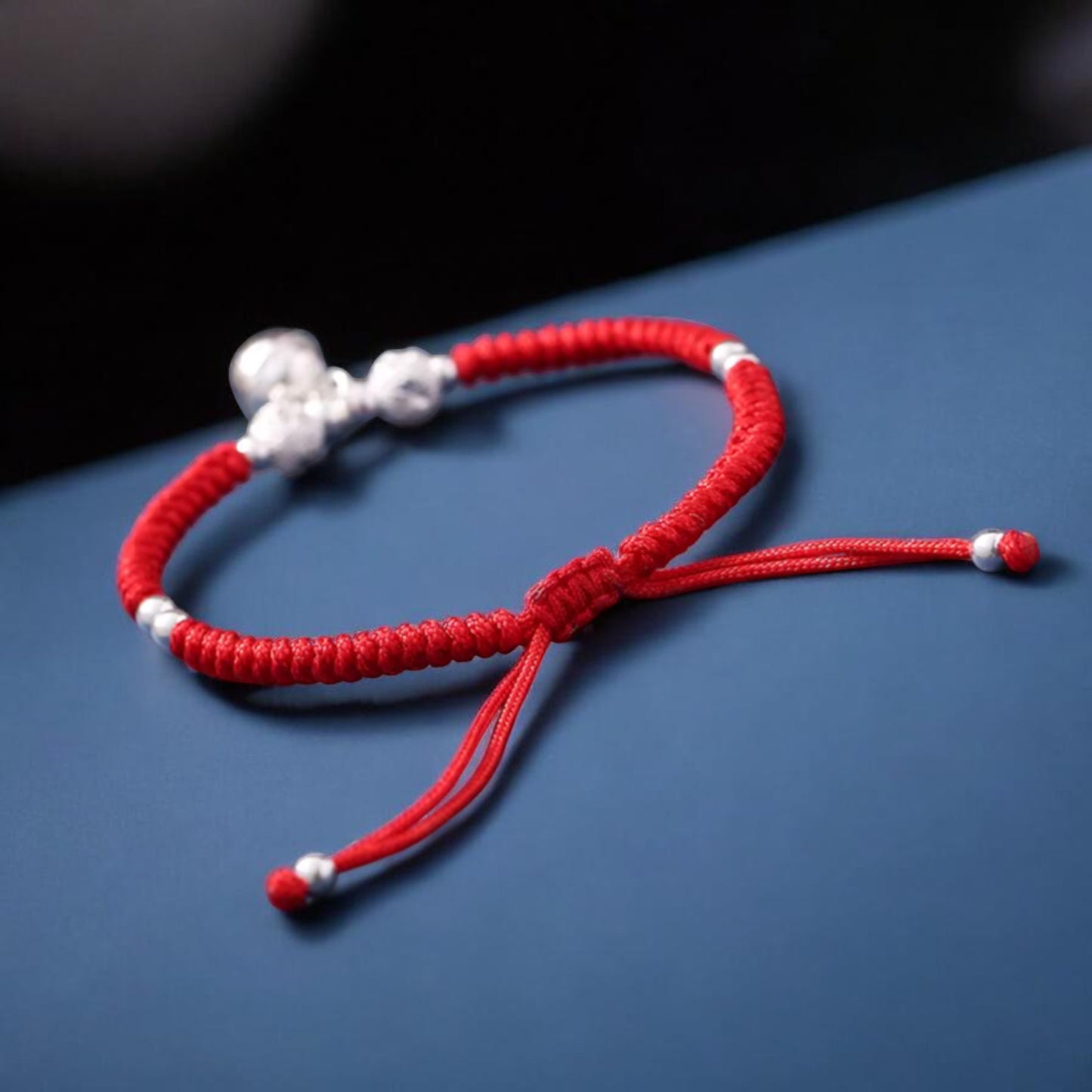 S925 Sterling Silver Lucky Bell Charm Braided Cord Couple Bracelet