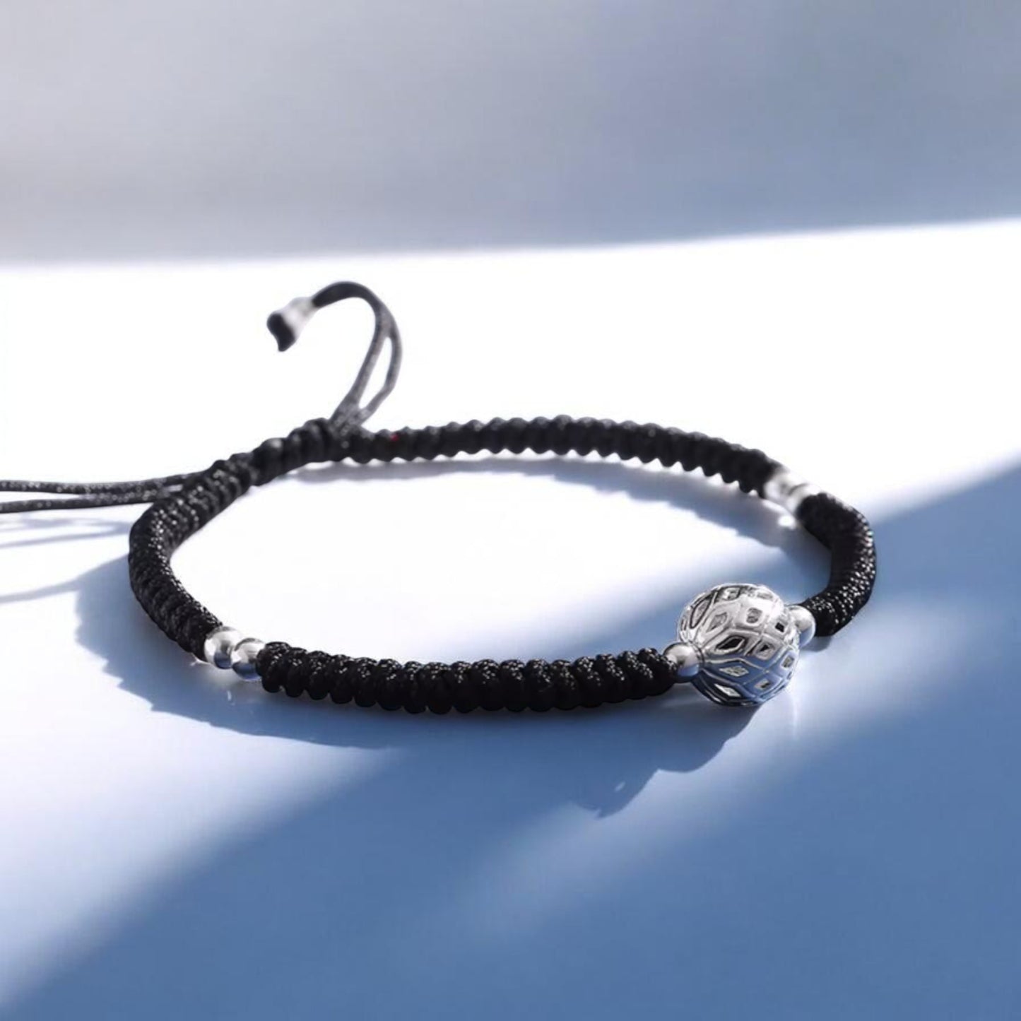 S925 Sterling Silver Lucky Bell Charm Braided Cord Couple Bracelet