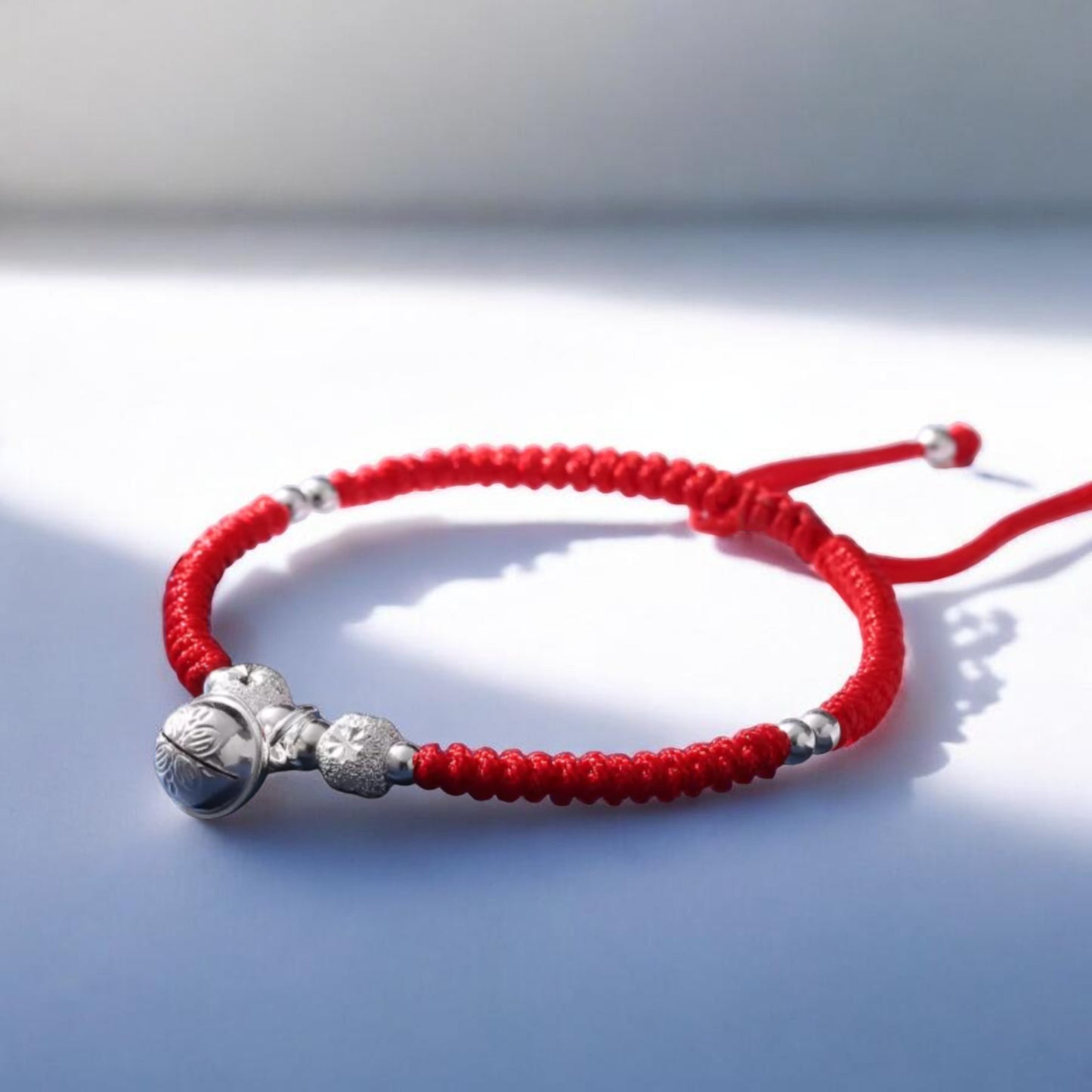 S925 Sterling Silver Lucky Bell Charm Braided Cord Couple Bracelet