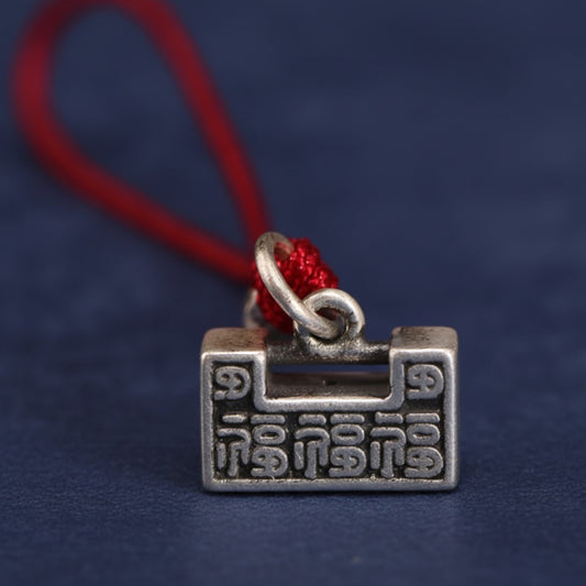 999 Pure Silver Longevity Lock Lucky Charm KeyChain Pendant