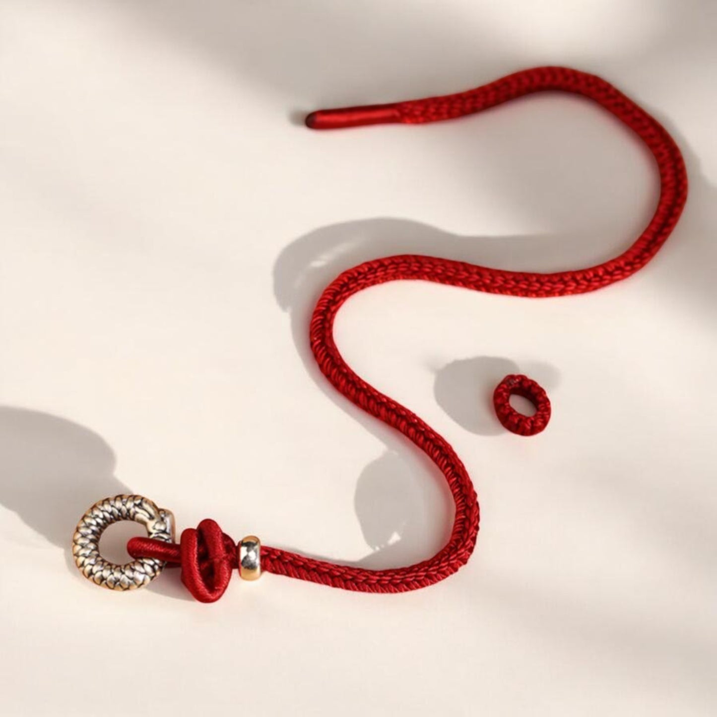 999 Real Silver Dragon Buckle Charm Rope Braided Bracelet