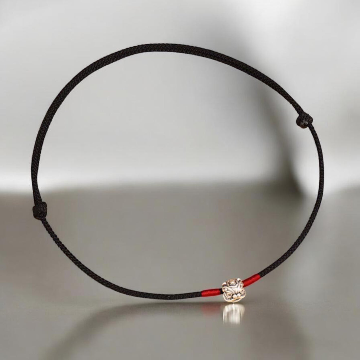 s999 Real Silver Minimal Style Awakening Lion Charm Rope Necklace
