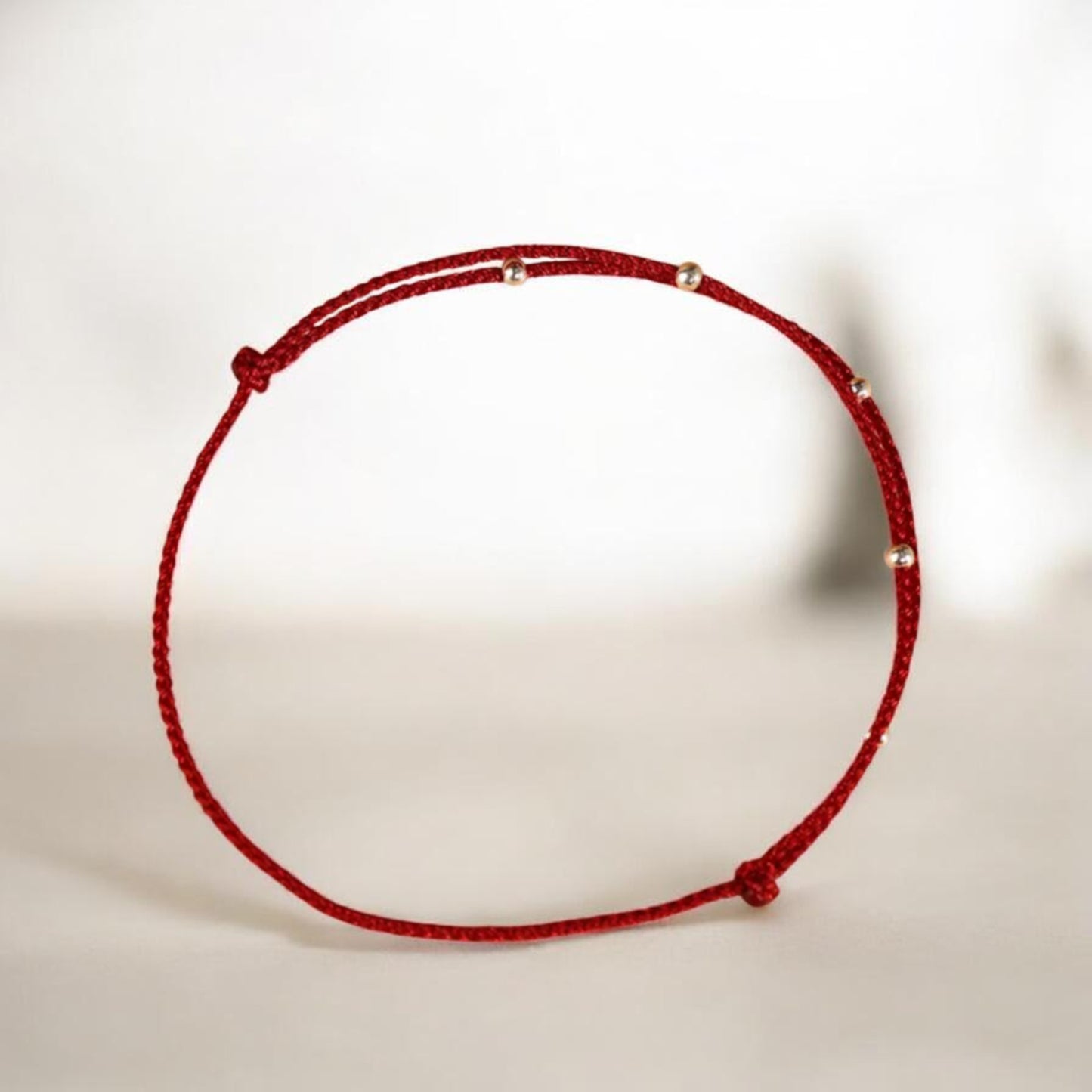 990 Silver Thin Minimal Beads Braided Cord Adjustable Anklet or Bracelet