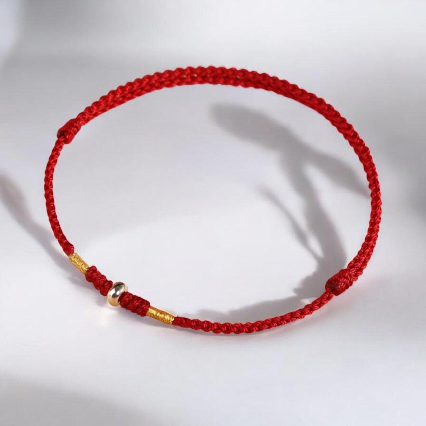 S925 Sterling Silver Lucky Minimal Bead Charm Braided Cord Adjustable Anklet Bracelet