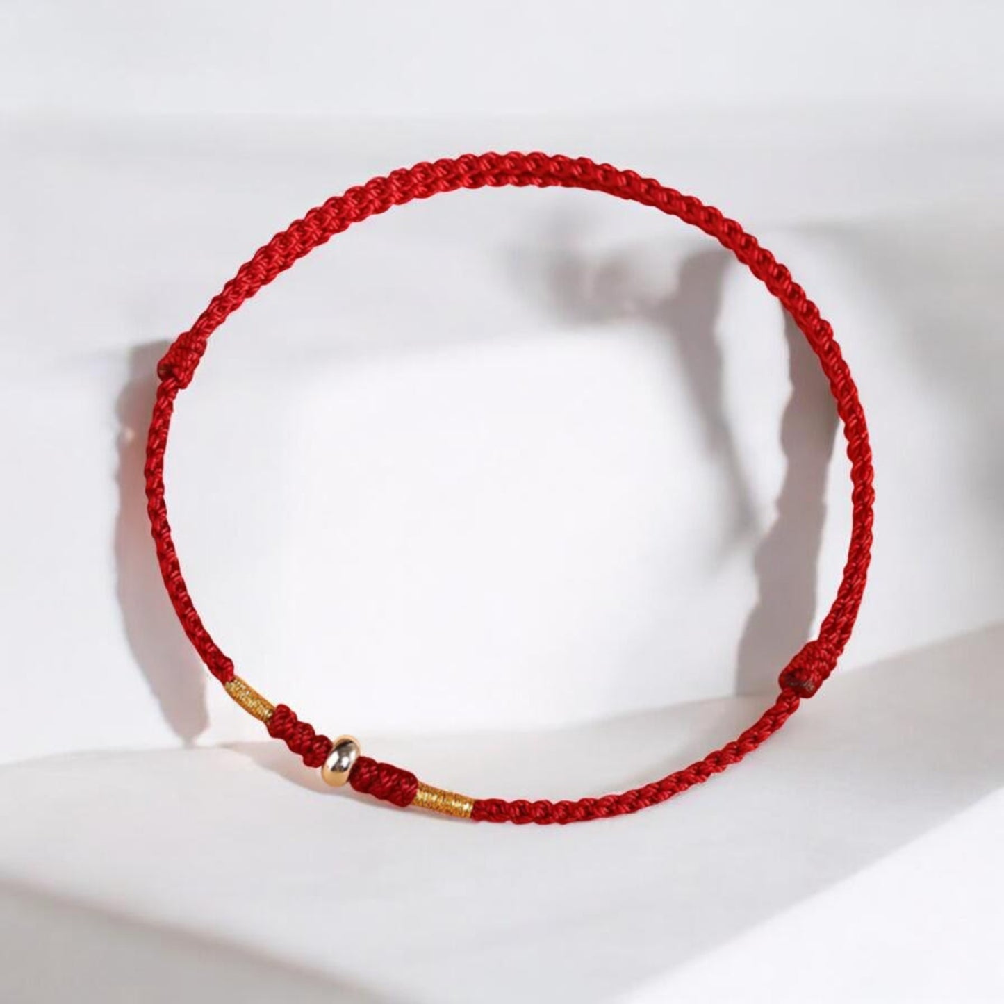 S925 Sterling Silver Lucky Minimal Bead Charm Braided Cord Adjustable Anklet Bracelet