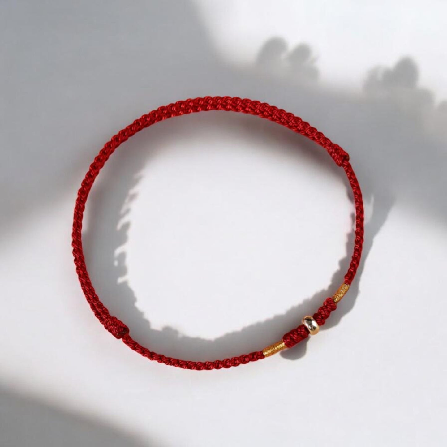 S925 Sterling Silver Lucky Minimal Bead Charm Braided Cord Adjustable Anklet Bracelet