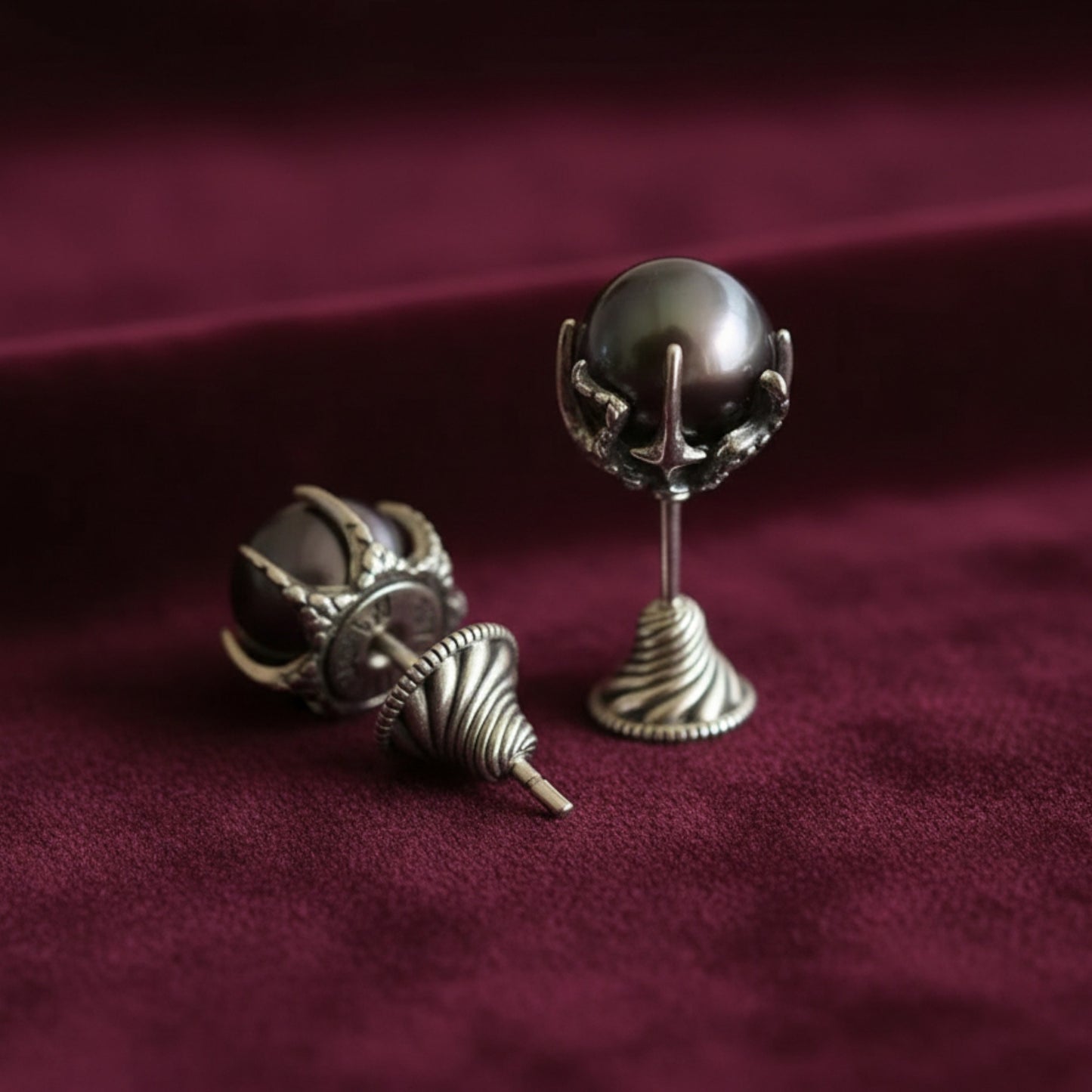 S925 Sterling Silver Natural White Purple Pearl Stud Earrings