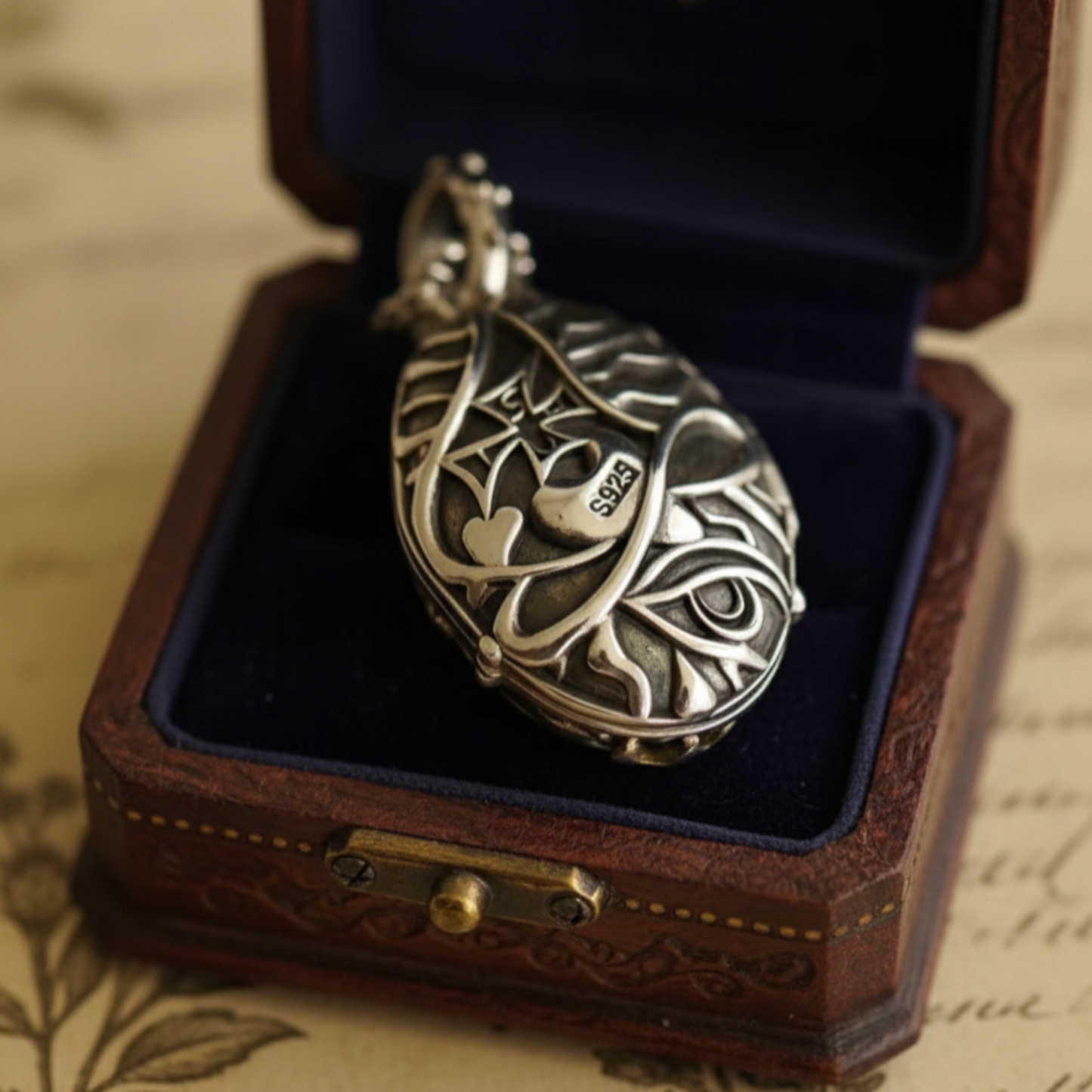 S925 Sterling Silver Sealed Clown Photo Box Pendant