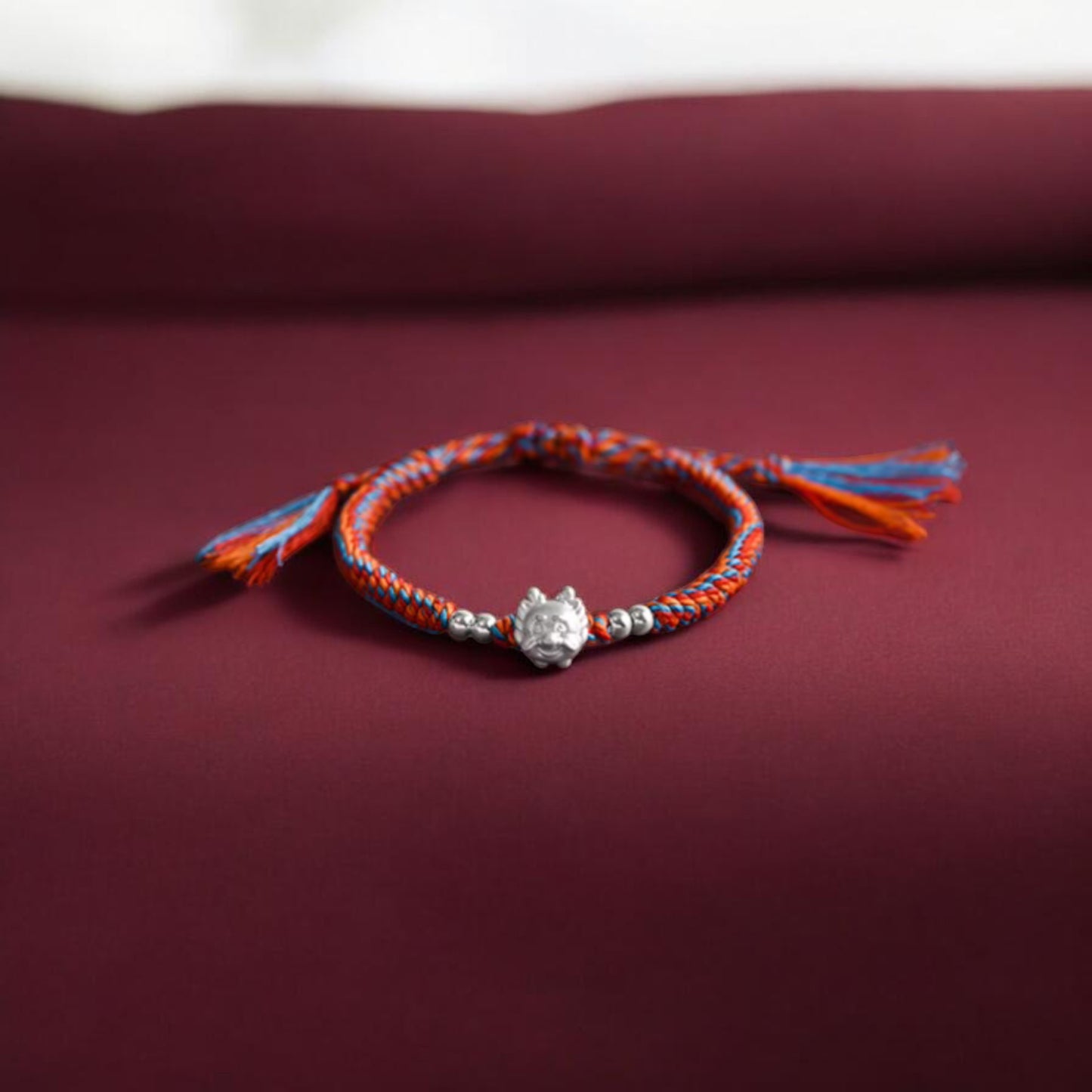 999 Pure Silver Dragon Pendant Braided Cord Adjustable Bracelet