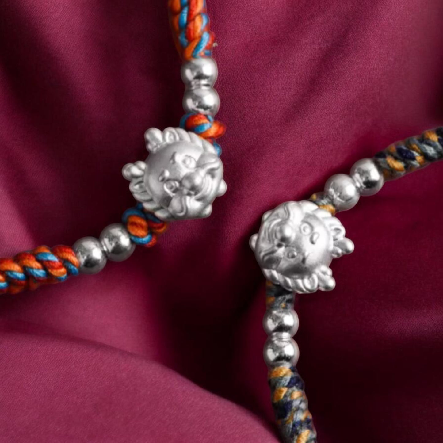 999 Pure Silver Dragon Pendant Braided Cord Adjustable Bracelet
