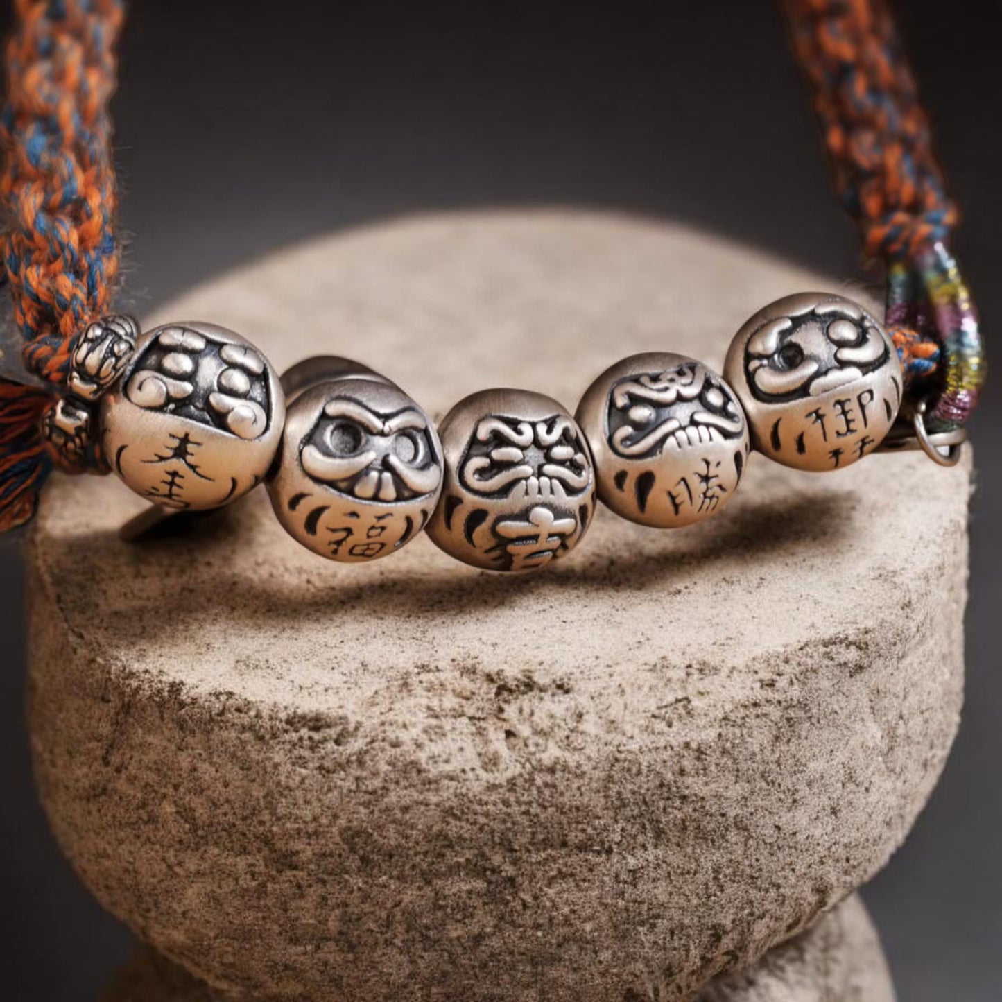 999 silver s925 Sterling Silver Bodhi Charm Hand Woven Unisex Rope Bracelet